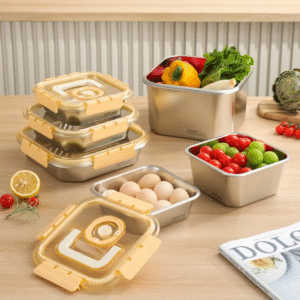 Square Airtight Food Container | Fresh-Keeping Storage Solution | 304 Stainless Steel | Charms