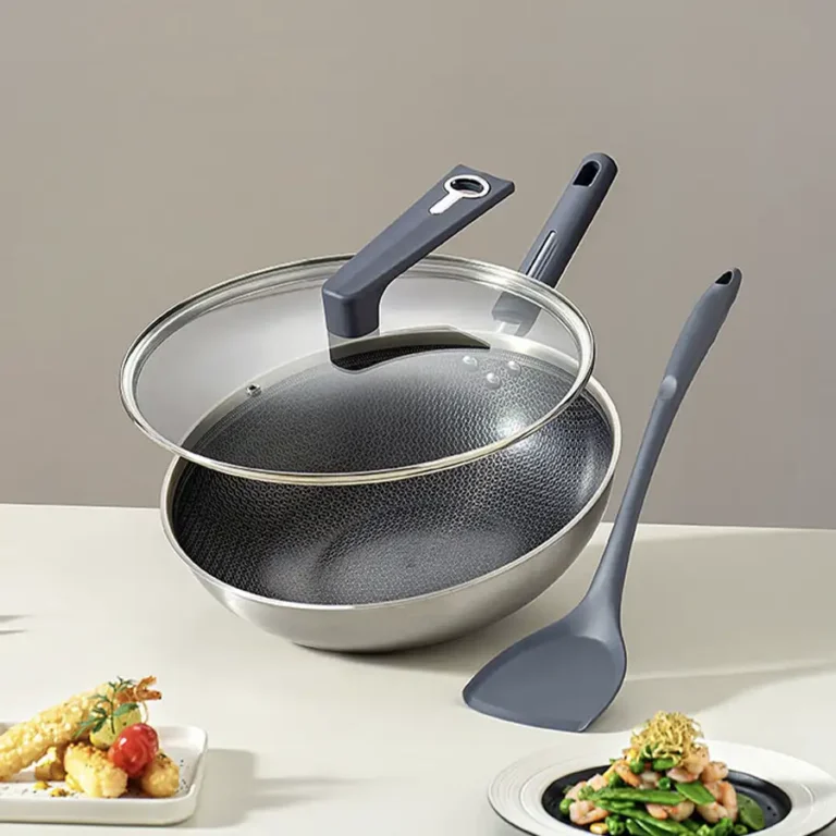 304 stainless steel honeycomb nonstick wok