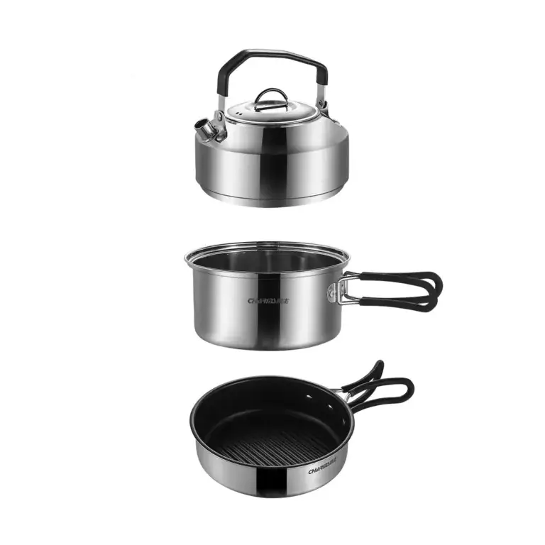 3 in one compact camping cookware set