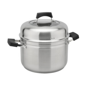 2-Tier Steamer Pot: Durable Steel, Safe Grip & Even Steaming