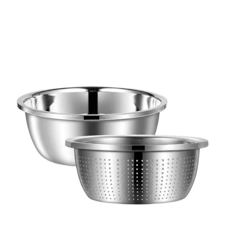304 Stainless Steel 2-Piece Bowl Set Wholesale – Mixing Bowl with Colander for Kitchen Use