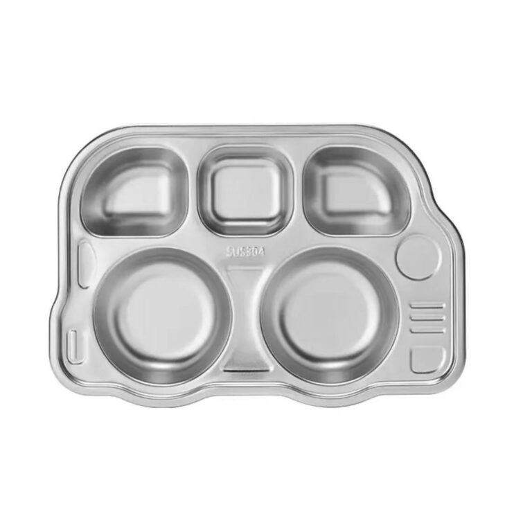 304 Stainless Steel Children’s Divided Plate – Durable 5-Compartment Kids Meal Tray