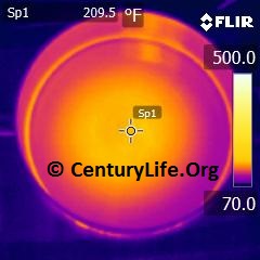 Infrared thermal imaging of stainless steel frying pan showing heat distribution - copper core versus plain stainless comparison