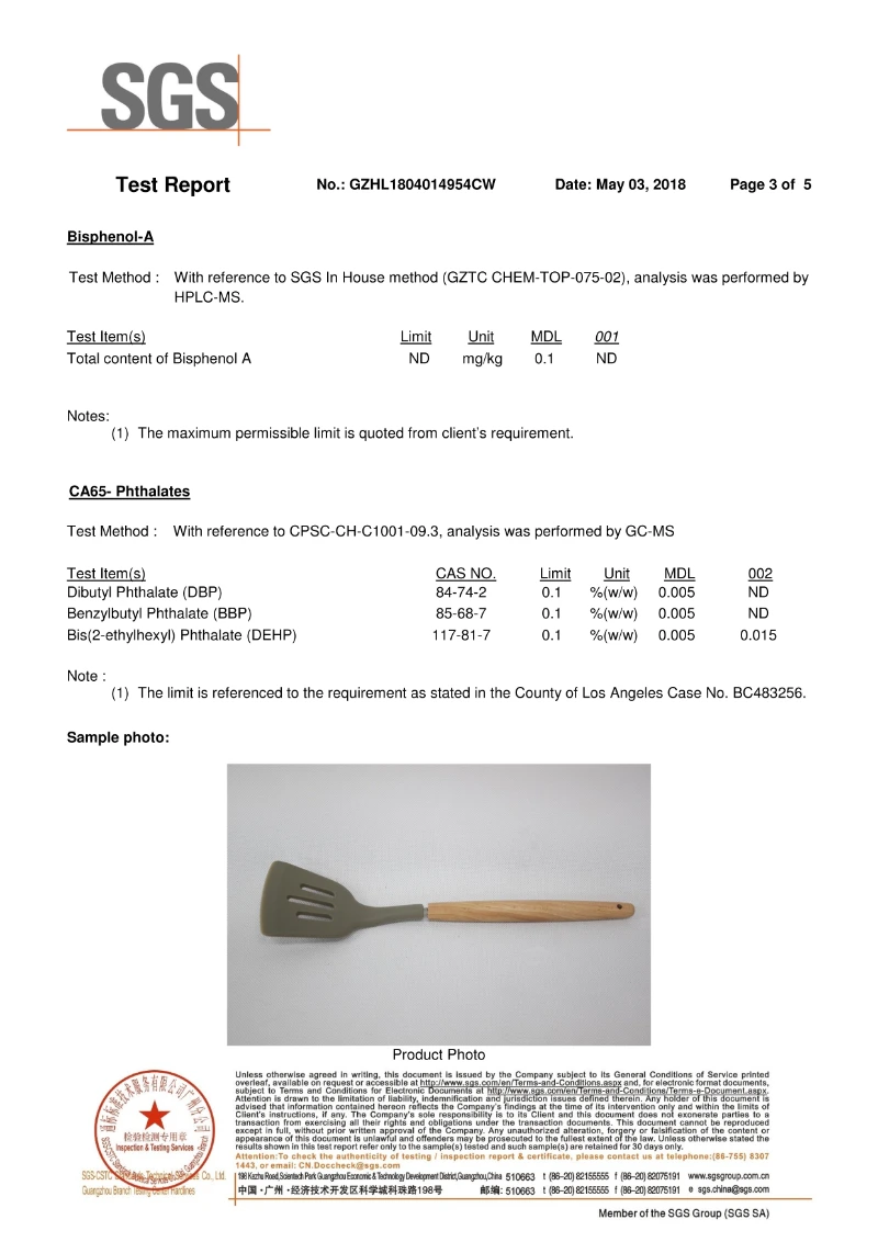 SGS third-party lab test report for LFGB certified stainless steel cookware - food contact safety testing